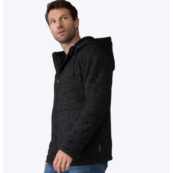 Free Country Mountain Fleece Black Heather Hooded Jacket, Sz S --NWT - Picture 5 of 12